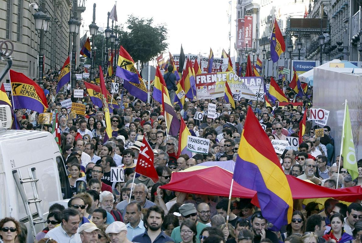 Manifestación en el centro de Madrid a principios de junio