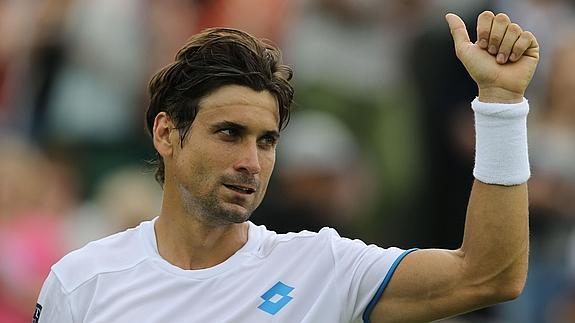 David Ferrer celebra la victoria CONSEGUIDA en un partido de Wimbledon. 