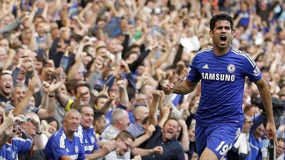 Diego Costa celebra un gol con el Chelsea. 