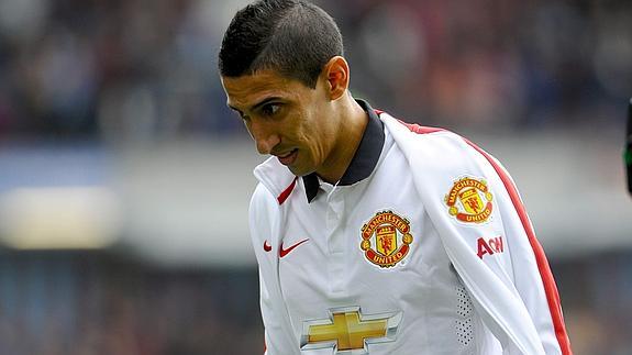 Di María, durante su primer partido con el United. 