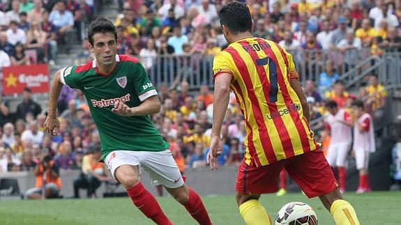 Pedro, durante el último partido liguero del FC Barcelona. 