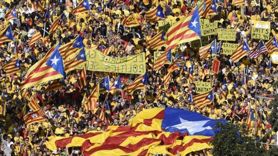 Manifestación en Plaza de Cataluña hoy. 