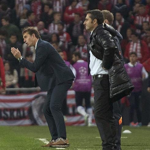 Valverde y Lopetegui, durante el encuentro 