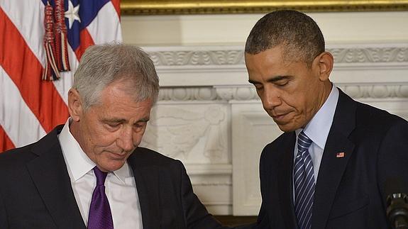 Chuck Hagel y Barack Obama. 