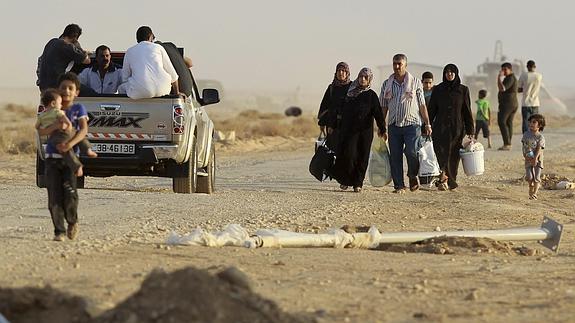 Refugiados sirios en el campo Al Zaatri, en Jordania.