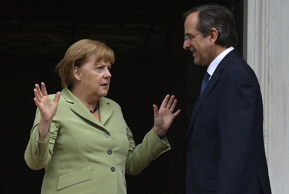 Angela Merkel y Andonis Samarás. 