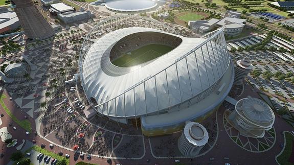 Proyección virtual del estadio Khalifa de Doha. 