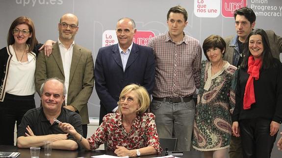 Rosa Díez, durante la reunión del consejo de dirección de UPyD. 