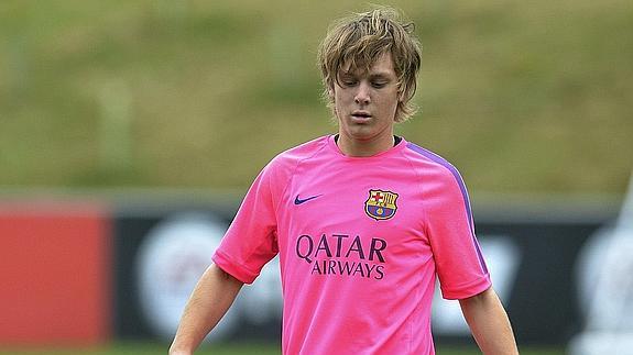 Alen Halilovic, en un entrenamiento con el Barcelona. 