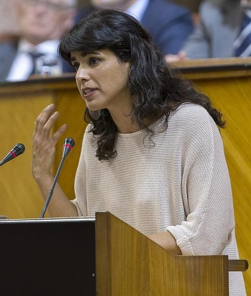 Teresa Rodríguez, ayer en el Parlamento 