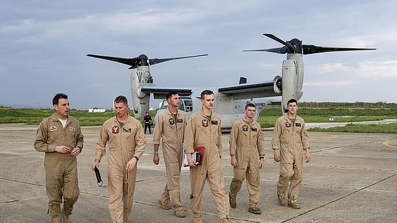 Marines estadounidenses en la base de Morón.