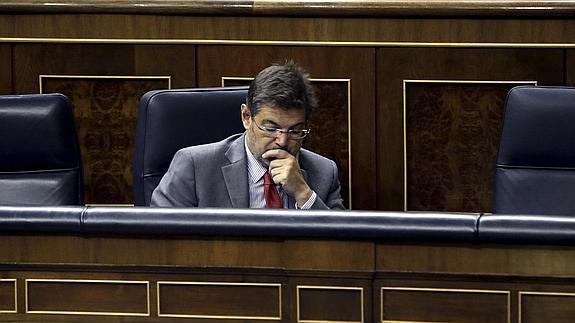 Rafael Catalá, hoy, en el Congreso.