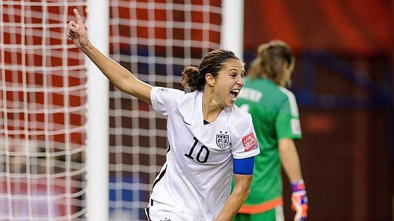 Carli Lloyd celebra el primer gol de EE UU ante Alemania.