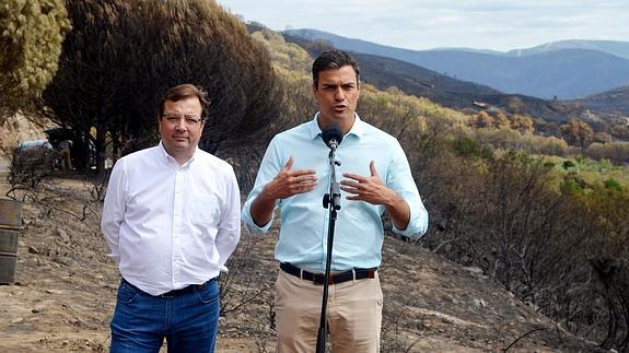 El secretario general del PSOE, Pedro Sánchez, en Sierra de Gata.