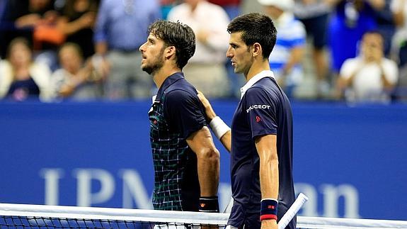 Feliciano López y Novak Djokovic. 