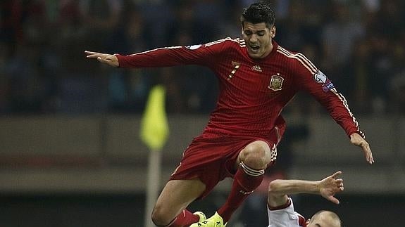 Álvaro Morata, en un partido con la selección. 