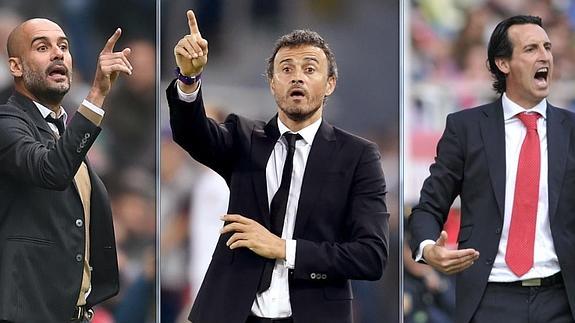 Guardiola, Luis Enrique y Emery. 