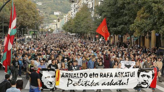 Manifestación de apoyo al dirigente abertzale en prisión Arnaldo Otegi.