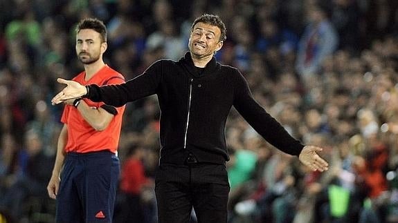 Luis Enrique, en el partido del Barcelona ante el Villanovense. 