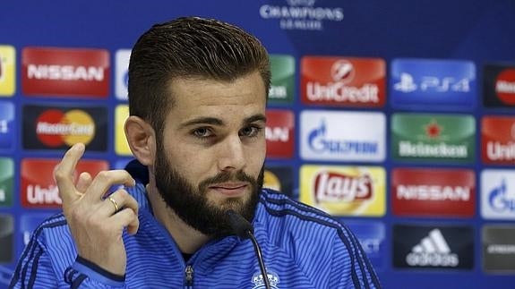 Nacho, ante los medios en la previa del duelo ante el Malmoe. 