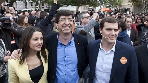 Albert Rivera, junto a Juan Marín e Inés Arrimadas. 