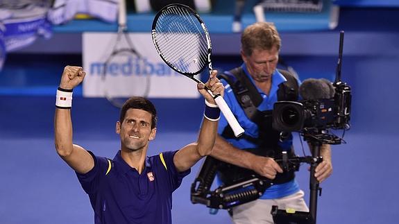 Novak Djokovic celebra la victoria. 