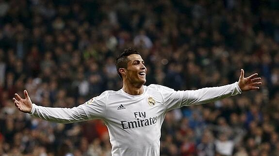 Cristiano Ronaldo celebra un gol al Espanyol. 