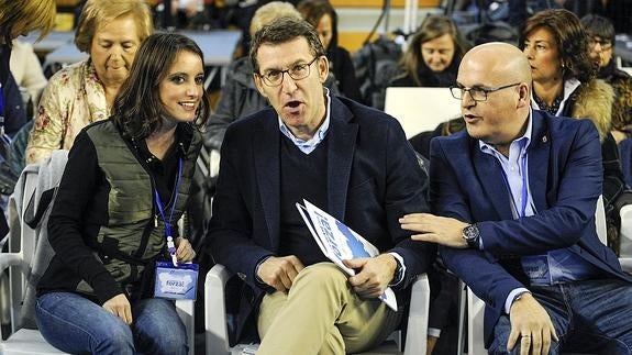 Manuel Baltar, junto a Alberto Núñez Feijóo y Andrea Levy.