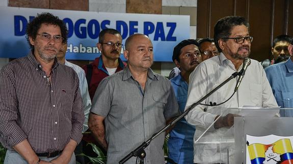 Rueda de prensa de los negociadores de las FARC en La Habana.