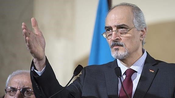 El jefe de la delegación gubernamental siria en Ginebra, Bashar Jafaari.