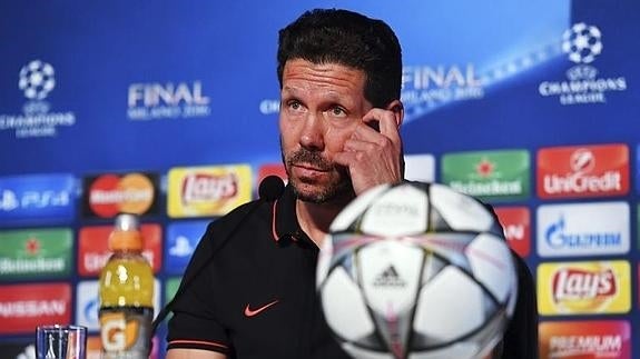 Simeone, durante la conferencia de prensa previa a la final. 