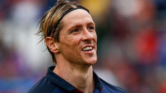 Fernando Torres celebrando un gol con el Atlético de Madrid. 