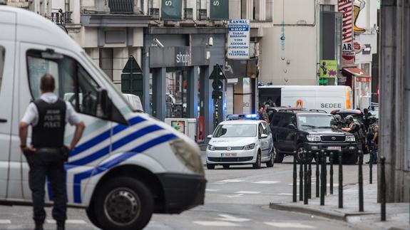 Agentes desplegados en el centro de Bruselas.