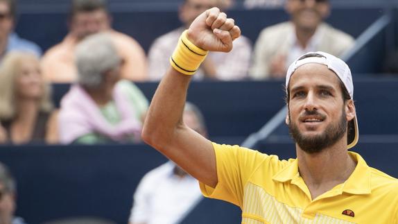 Feliciano López, celebra el pase a la final del torneo de Gstaad. 