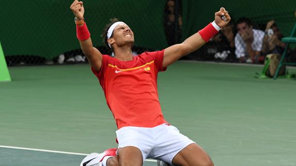 Nadal celebra una victoria. 