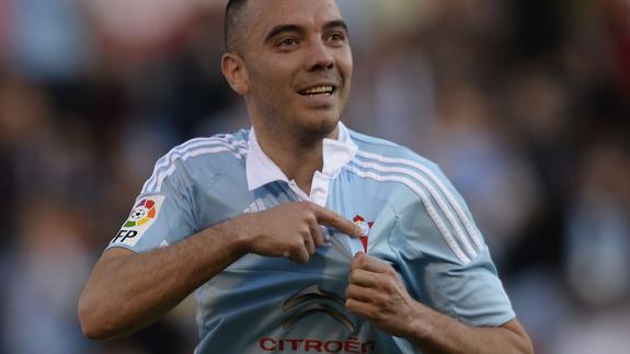 Iago Aspas celebra un gol con el Celta la pasada temporada.