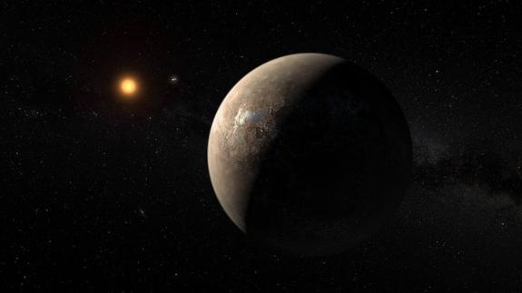 Representación de 'Proxima b' alrededor de su estrella