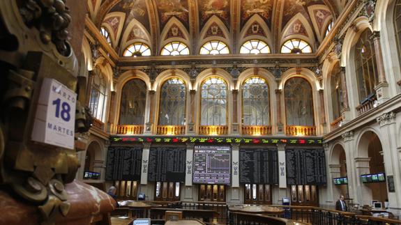 Vista interior de la Bolsa de Madrid.