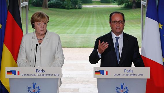 Angela Merkel y François Hollande. 