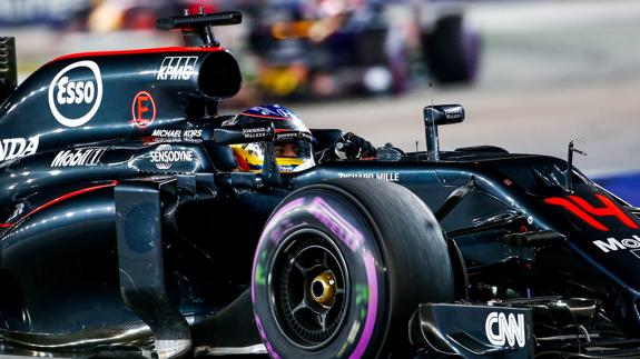 Fernando Alonso, durante el GP de Singapur. 