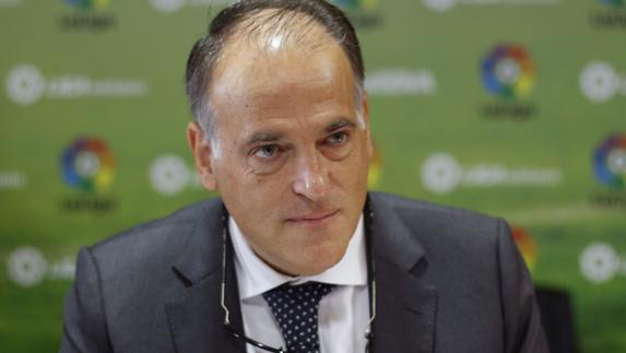 Javier Tebas, en una rueda de prensa. 