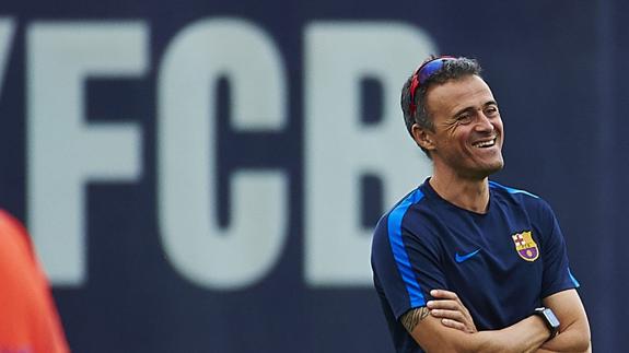 Luis Enrique, durante un entrenamiento. 