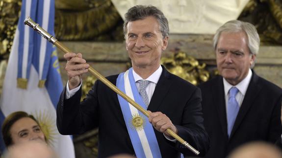 Mauricio Macri tras tomar posesión como nuevo presidente de Argentina.