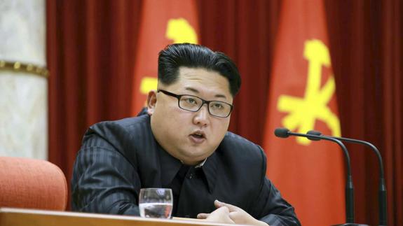 El líder norcoreano Kim Jong-un, durante un discurso.