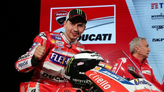 Jorge Lorenzo, durante la presentación de Ducati. 