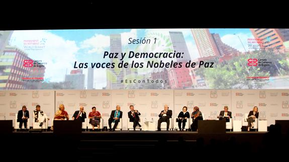 Reunión de ganadores del Nobel de la Paz en Bogotá.