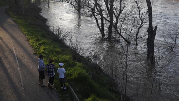 Los residentes de Oroville observan la crecida. 