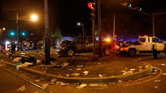 Imagen del coche tras el atropello. 