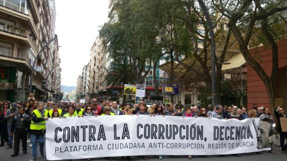 Cabecera de la manifestación en Murcia.