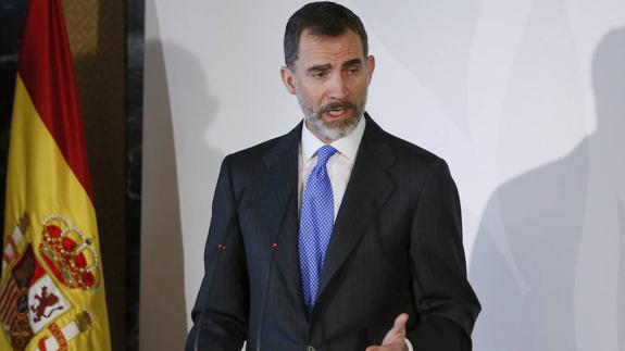 Felipe VI, durante la conferencia. 